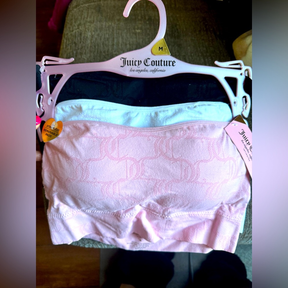 Juicy Couture (M) 3 Pack Bralettes🩷🤍🖤